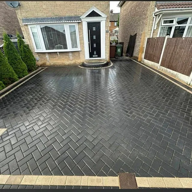 Black block paved driveway