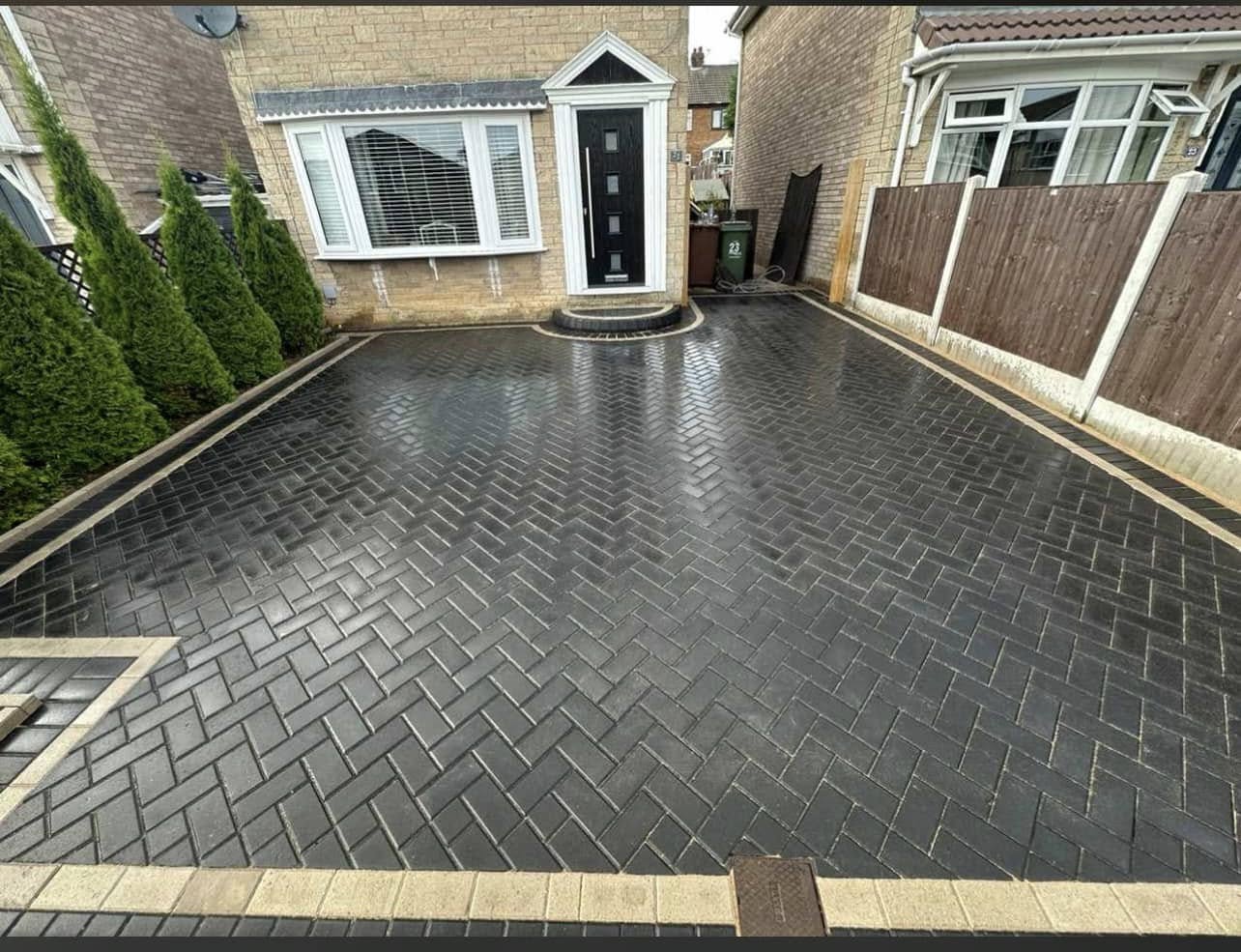 Black block paved driveway